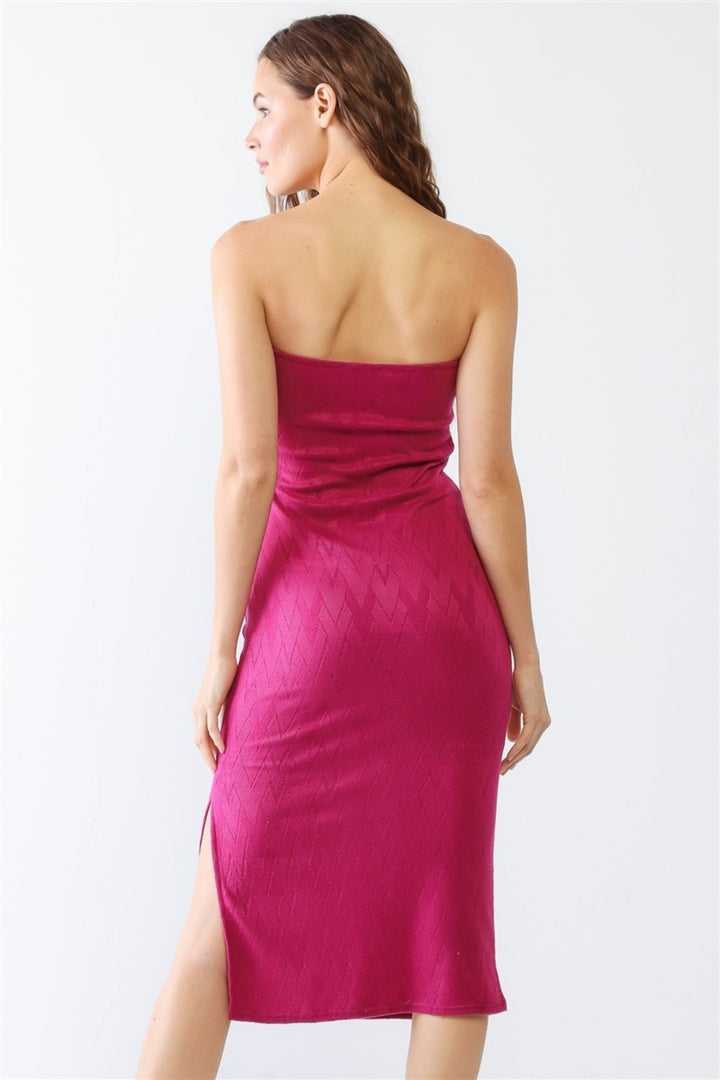 Le Lis Geometric Print Strapless Side Slit Dress | Trendsi