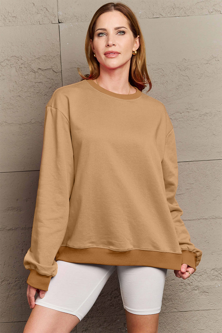 Simply Love Full Size ENJOY THE LITTLE THINGS Round Neck Sweatshirt | Trendsi