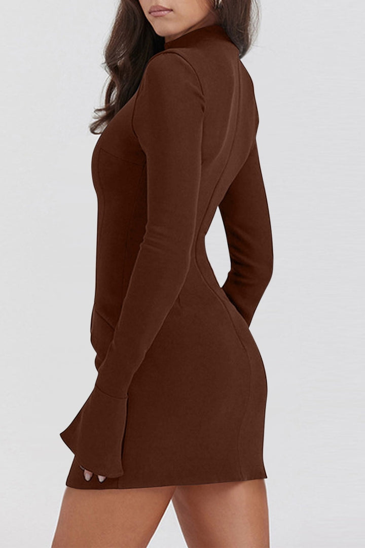 Mock Neck Long Sleeve Mini Dress | Trendsi