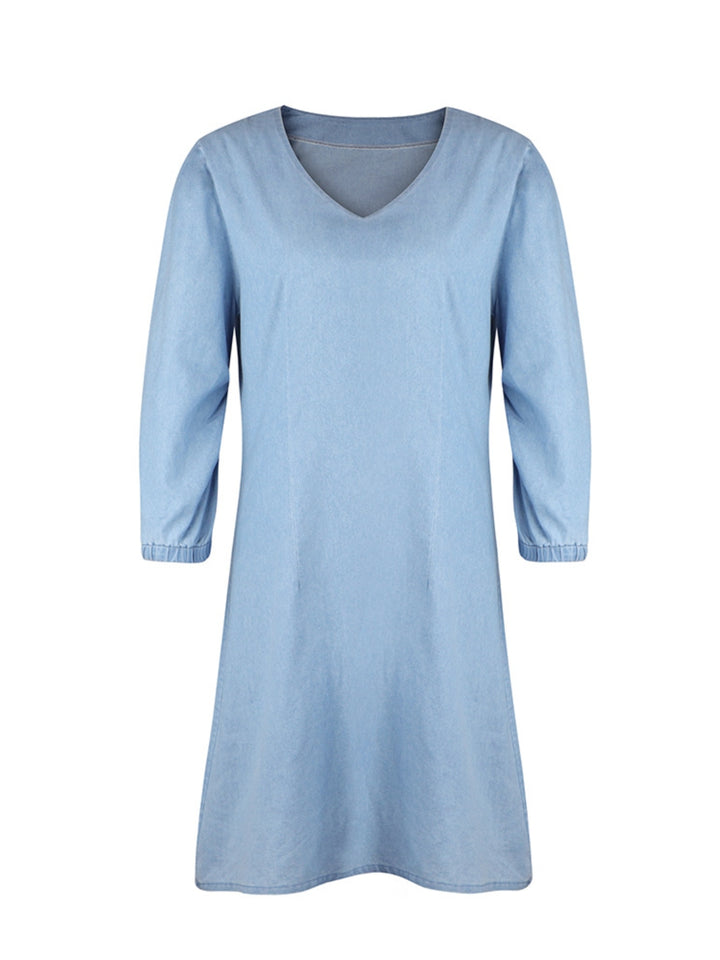 Full Size V-Neck Half Sleeve Dress | Trendsi