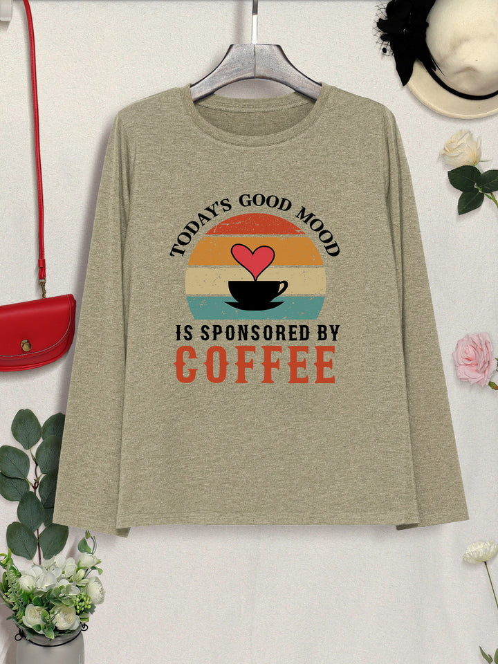 TODAY'S GOOD MOOD IS SPONSORED BY COFFEE Round Neck T-Shirt | Trendsi