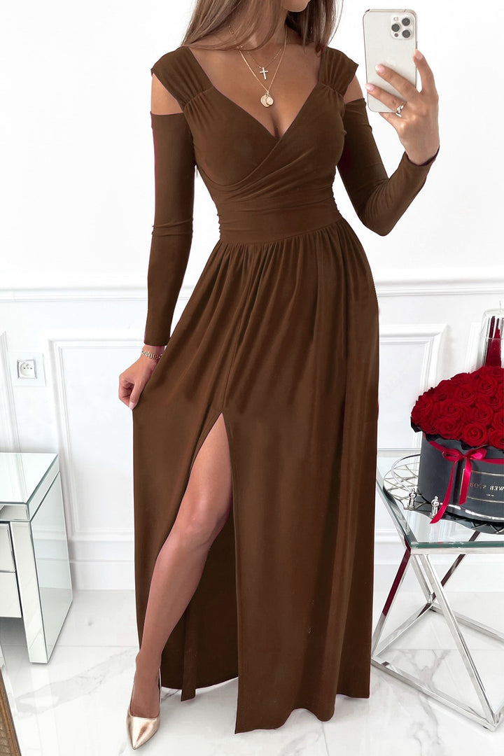 Slit Surplice Long Sleeve Maxi Dress | Trendsi