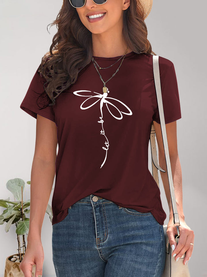 Dragonfly Graphic Round Neck Short Sleeve T-Shirt | Trendsi