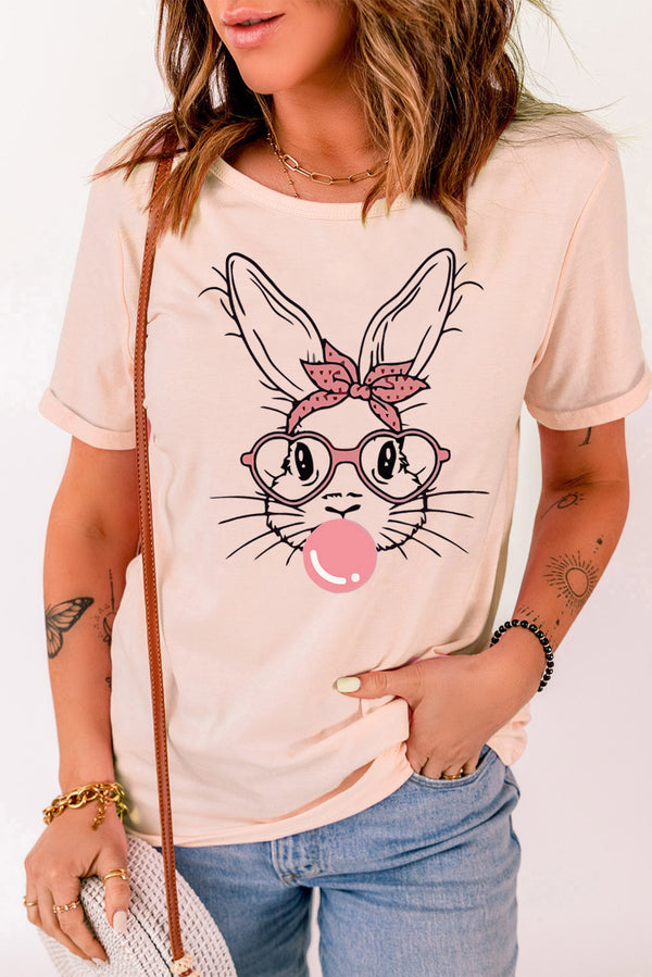 Rabbit Graphic Round Neck Short Sleeve T-Shirt | Trendsi