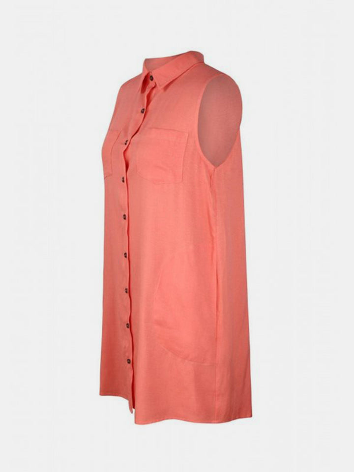 Snap Down Sleeveless Mini Dress | Trendsi