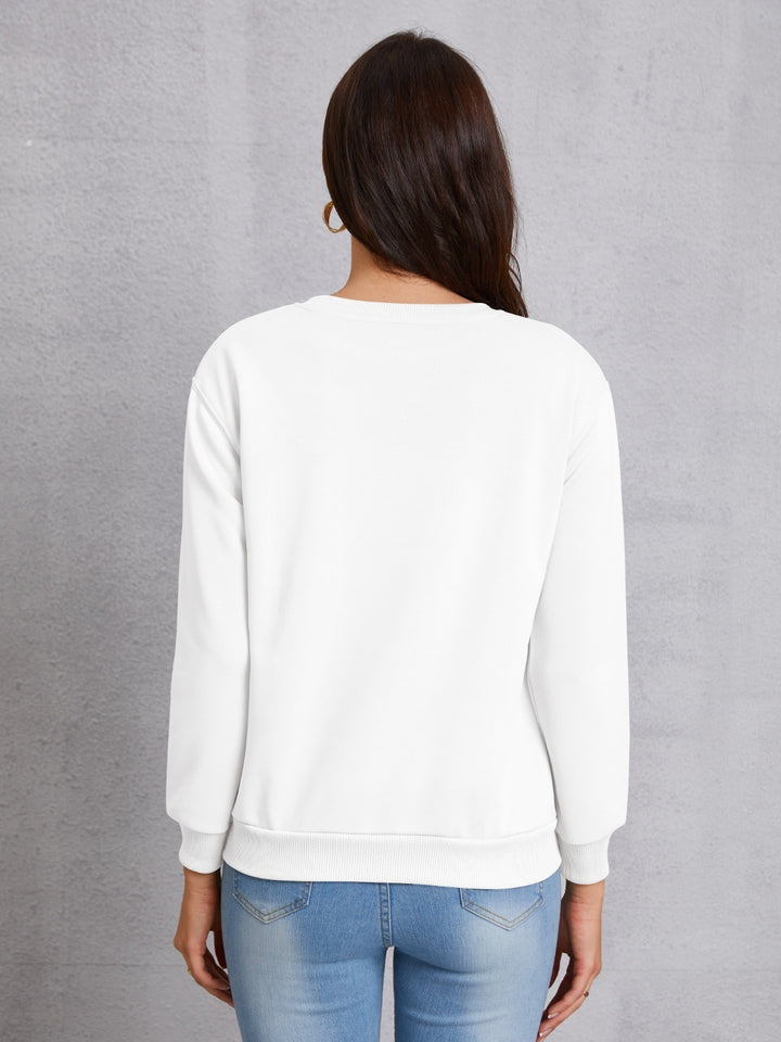 Heart Round Neck Dropped Shoulder Sweatshirt | Trendsi