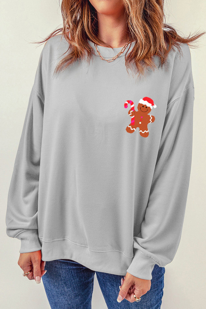 Gingerbread Round Neck Dropped Shoulder Sweatshirt | Trendsi