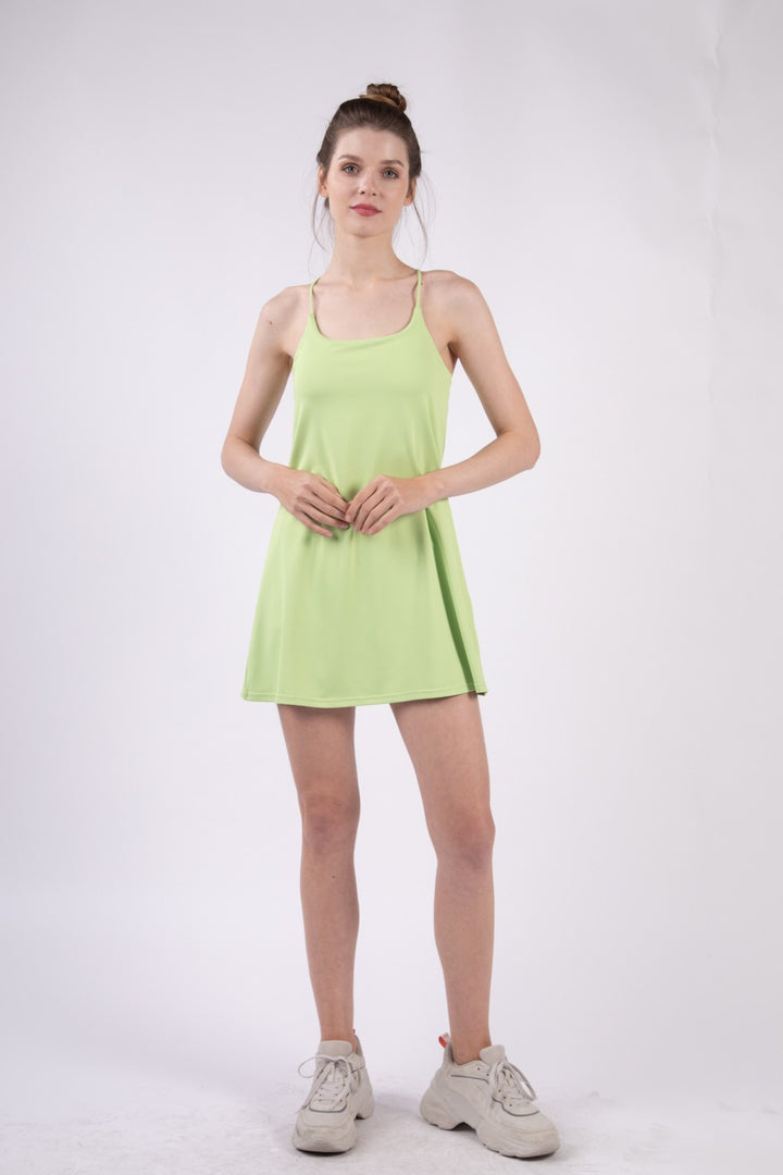 VERY J Sleeveless Active Tennis Dress with Unitard Liner | Trendsi