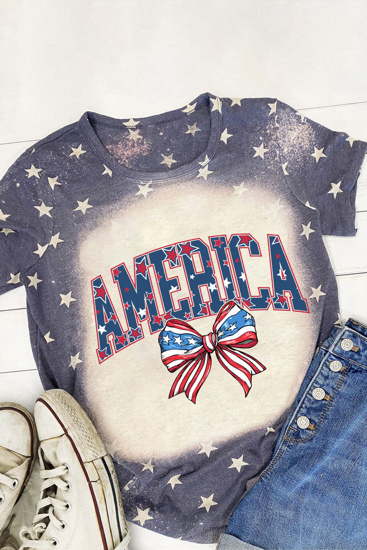 AMERICA Round Neck Short Sleeve T-Shirt | Trendsi