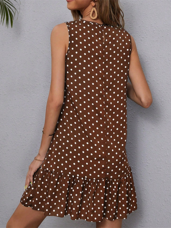 Polka Dot Sleeveless Mini Dress | Trendsi