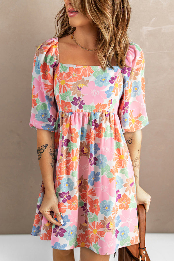 Printed Half Sleeve Mini Dress | Trendsi