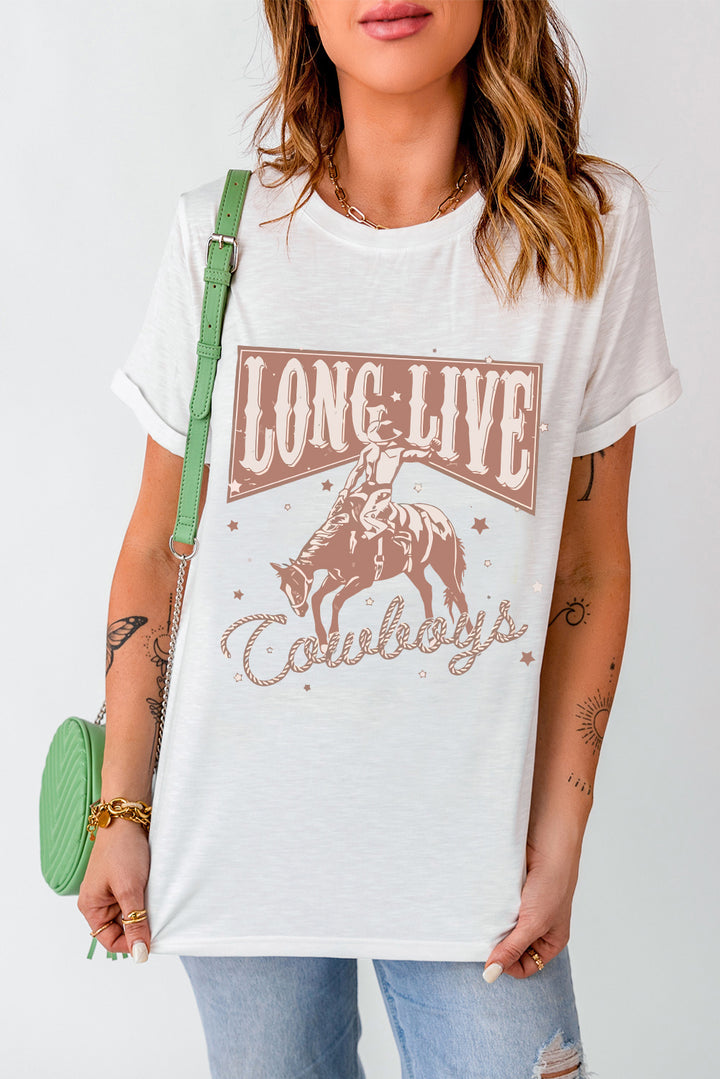 Cowboy Graphic Round Neck Short Sleeve T-Shirt | Trendsi