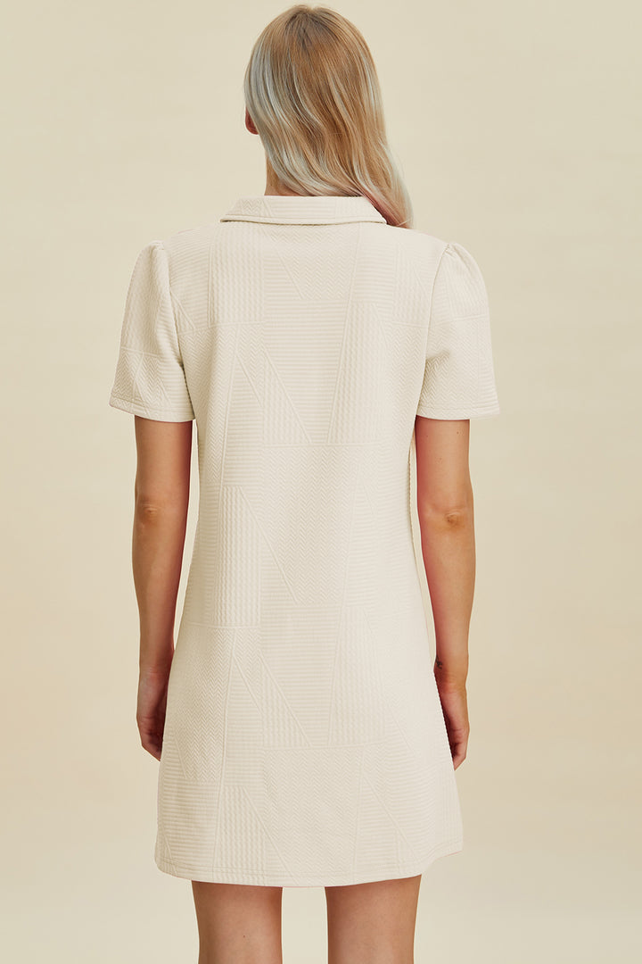 Double Take Full Size Texture Short Sleeve Dress | Trendsi