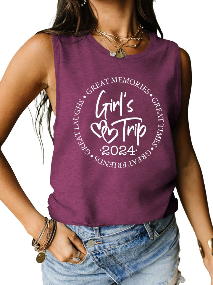 Letter Graphic Round Neck Tank | Trendsi