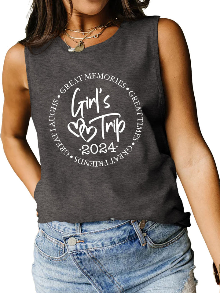 Letter Graphic Round Neck Tank | Trendsi