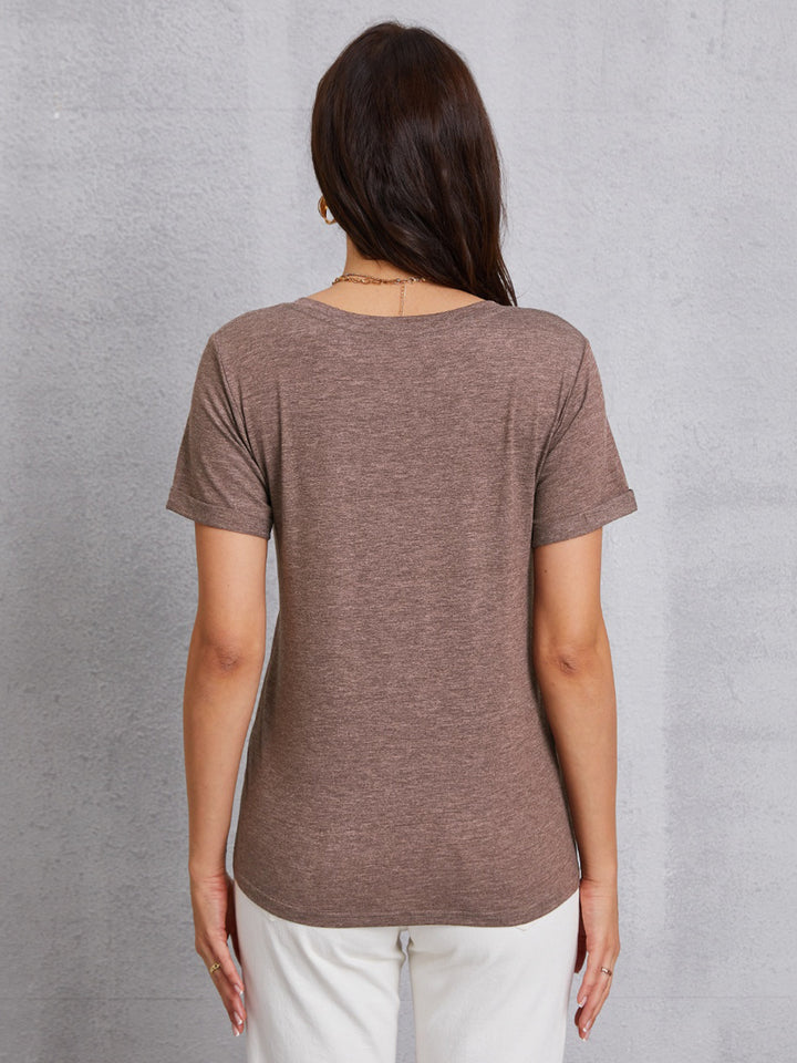 COFFEE V-Neck Short Sleeve T-Shirt | Trendsi