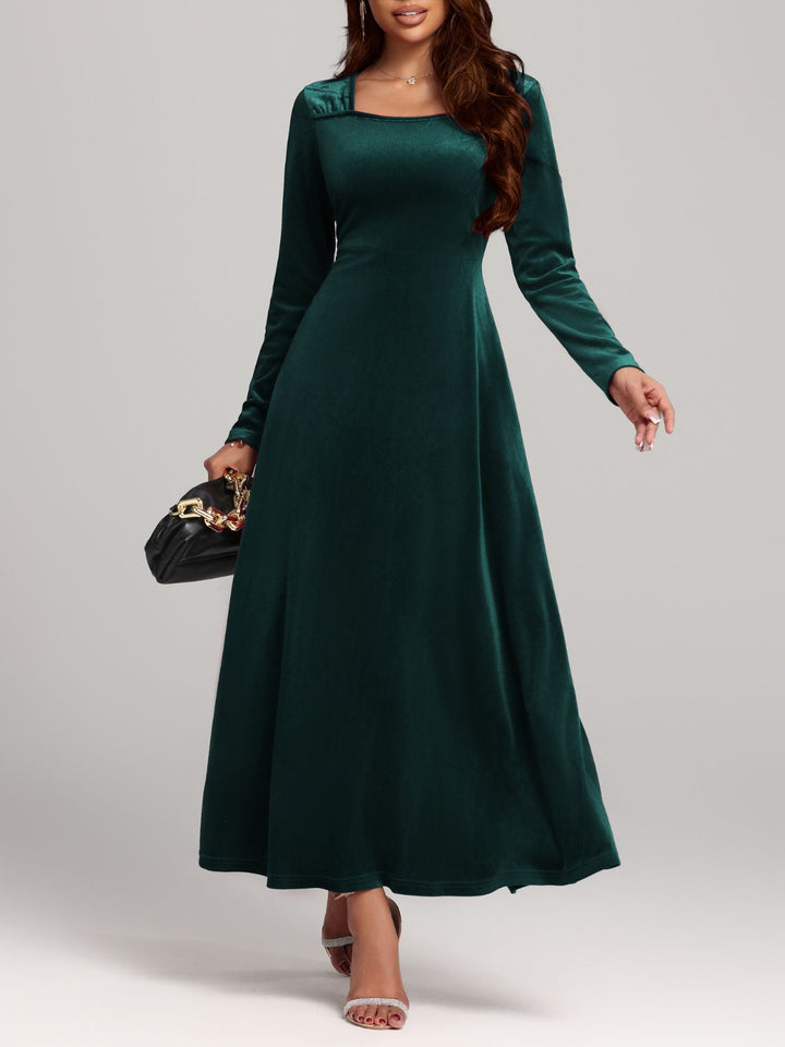 Square Neck Long Sleeve Velvet Dress | Trendsi