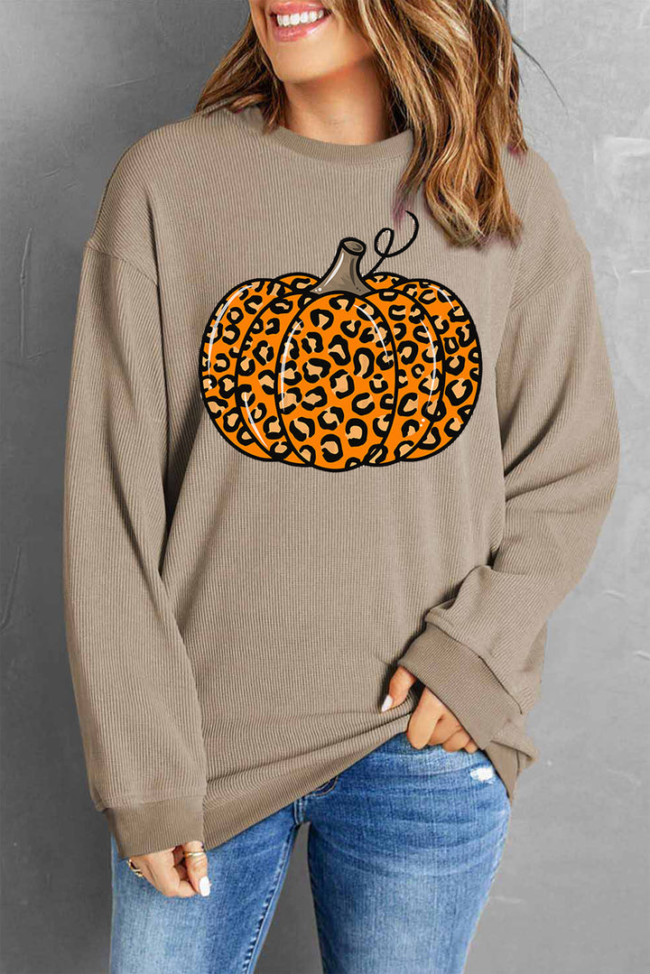 Pumpkin Round Neck Long Sleeve Sweatshirt | Trendsi