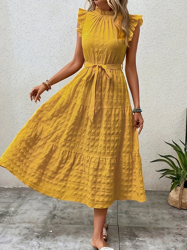 Tied Ruffled Cap Sleeve Midi Dress | Trendsi