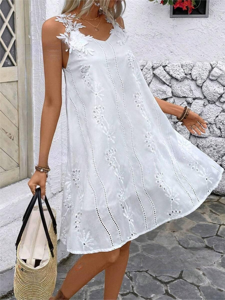 Lace Detail V-Neck Mini Dress | Trendsi