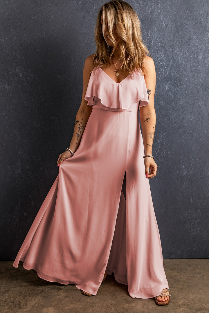 Slit Ruffled V-Neck Maxi Dress | Trendsi