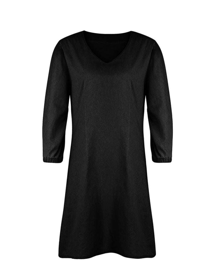 Full Size V-Neck Half Sleeve Dress | Trendsi