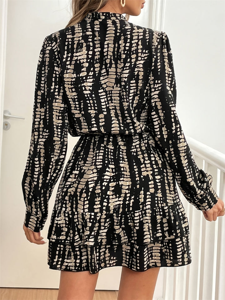 Printed Long Sleeve Mini Dress | Trendsi