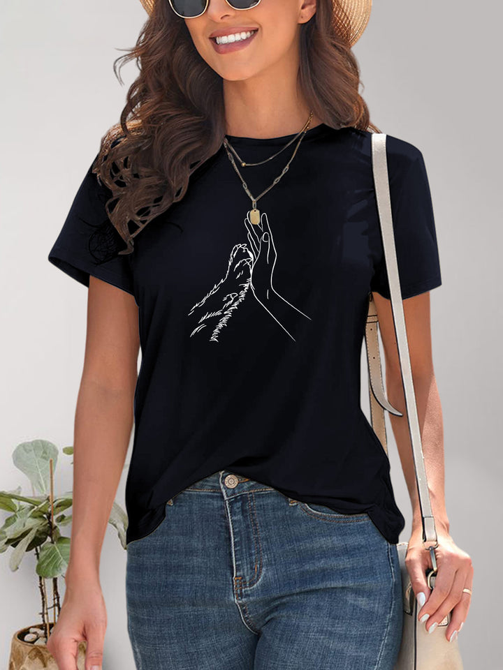 Graphic Round Neck Short Sleeve T-Shirt | Trendsi