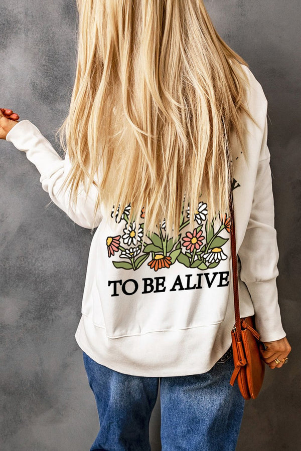 BEAUTIFUL DAY TO BE ALIVE Half Snap Hoodie | Trendsi