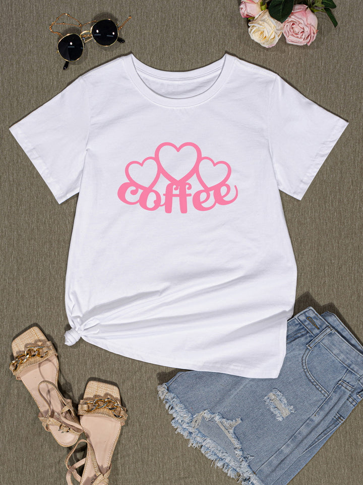 COFFEE Round Neck Short Sleeve T-Shirt | Trendsi