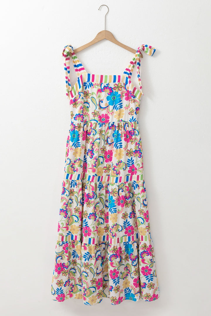 Tied Floral Sleeveless Maxi Dress | Trendsi