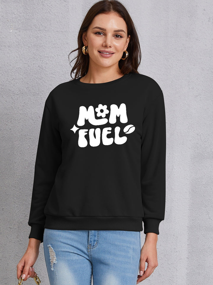 Letter Graphic Round Neck Sweatshirt | Trendsi