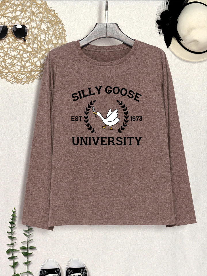 SILLY GOOSE UNIVERSITY Long Sleeve T-Shirt | Trendsi