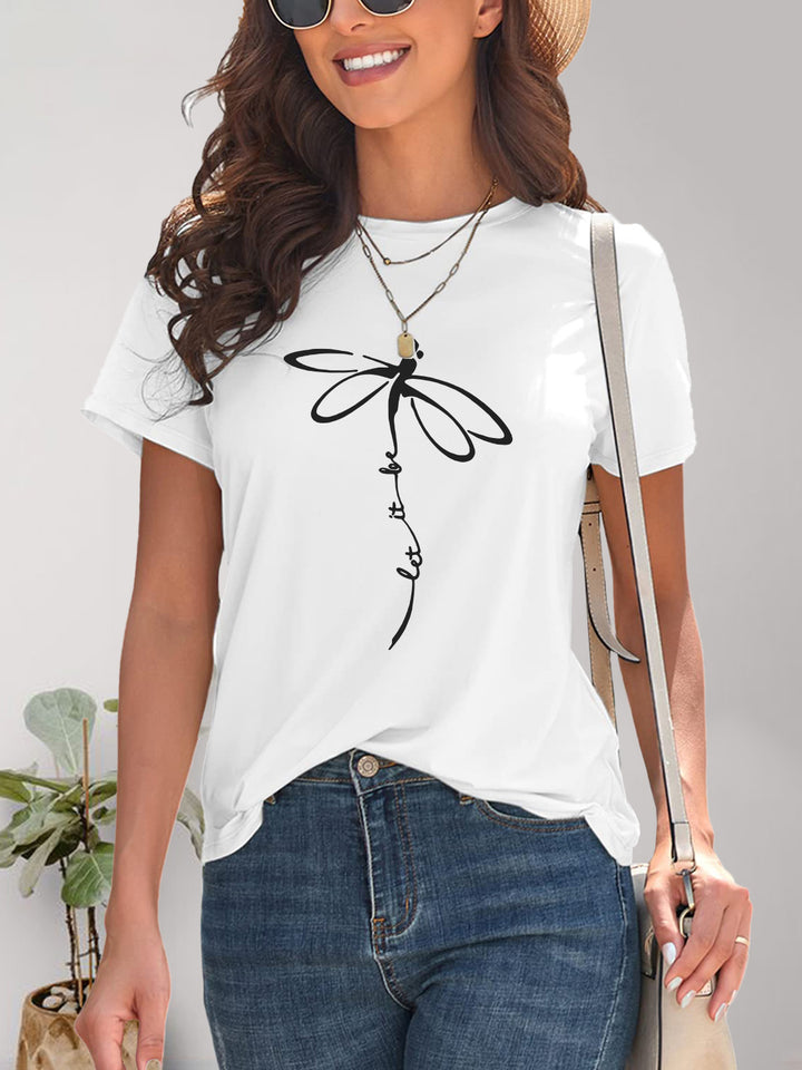 Dragonfly Graphic Round Neck Short Sleeve T-Shirt | Trendsi