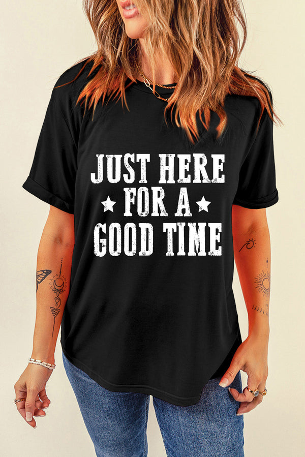 Letter Graphic Round Neck Short Sleeve T-Shirt | Trendsi