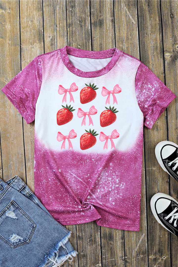 Strawberry Round Neck Short Sleeve T-Shirt | Trendsi