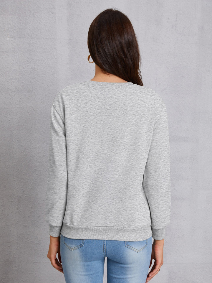 Graphic Round Neck Dropped Shoulder Sweatshirt | Trendsi