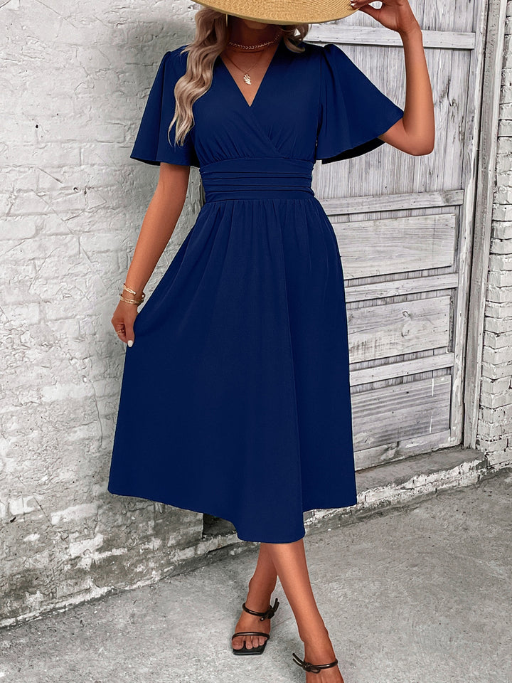 Surplice Flutter Sleeve Midi Dress | Trendsi