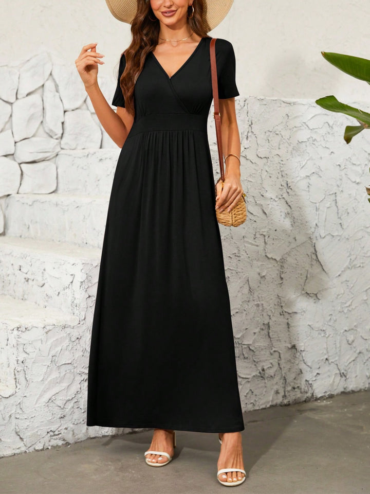 Surplice Short Sleeve Maxi Dress | Trendsi