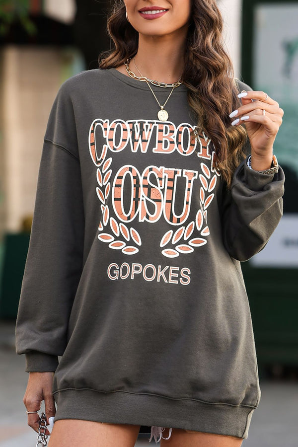 Letter Graphic Round Neck Long Sleeve Sweatshirt | Trendsi