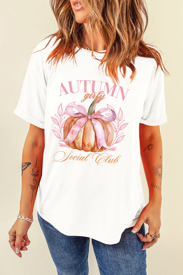 Pumpkin Graphic Round Neck Short Sleeve T-Shirt | Trendsi