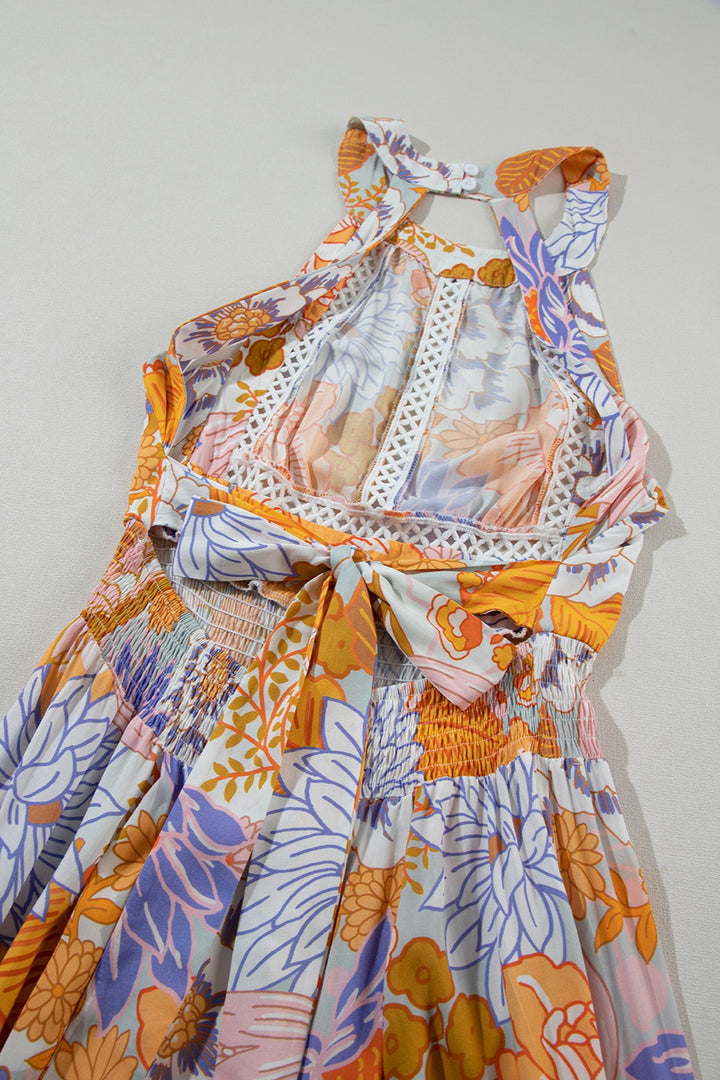 Tied Printed Grecian Sleeveless Maxi Dress | Trendsi