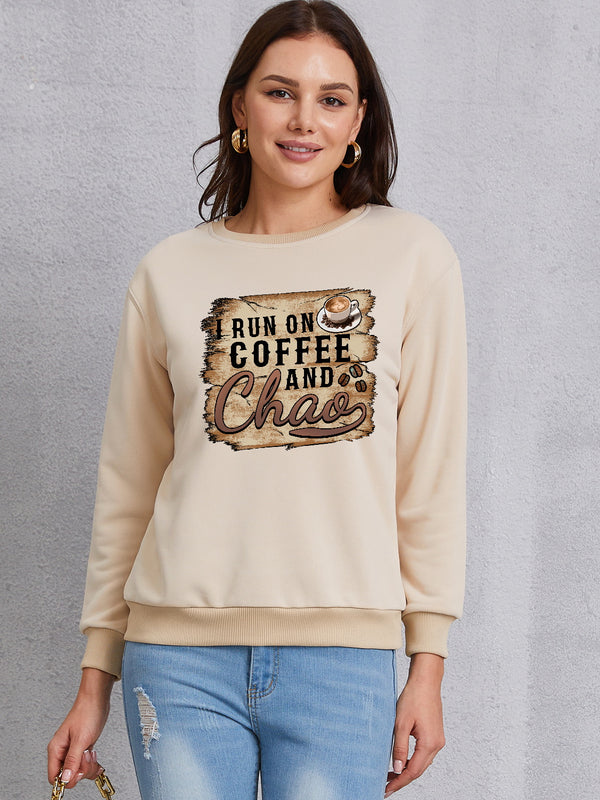 Letter Graphic Round Neck Sweatshirt | Trendsi