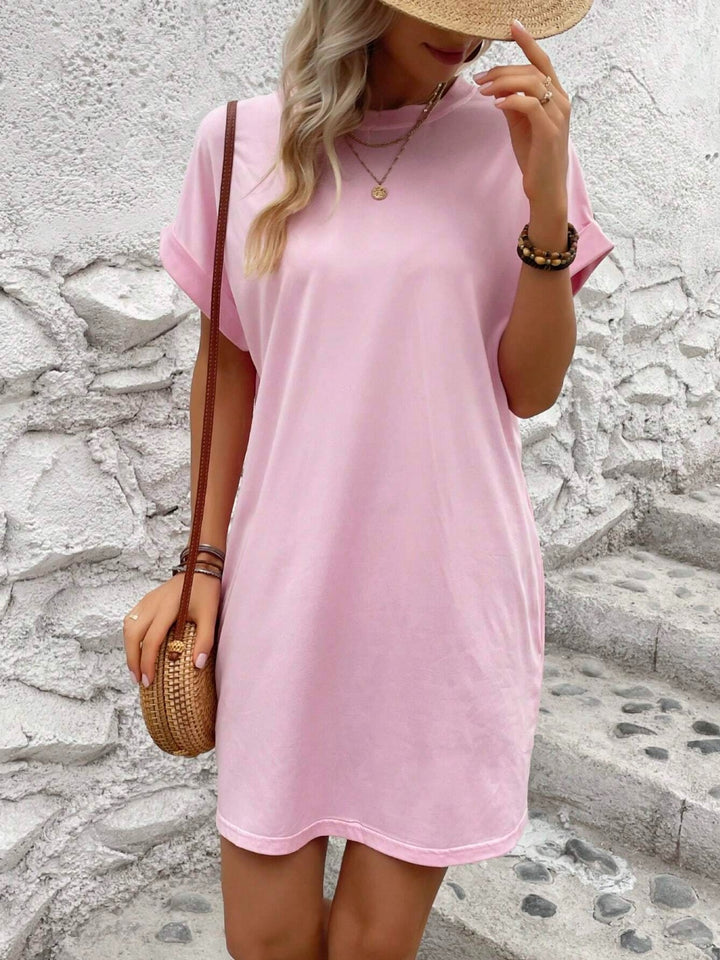 Round Neck Short Sleeve Mini Dress | Trendsi