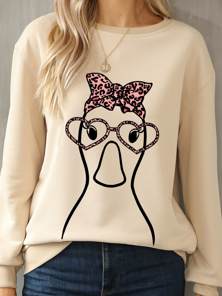 Graphic Round Neck Dropped Shoulder Sweatshirt | Trendsi