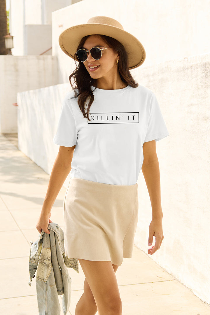 Simply Love Full Size KILLIN'IT Short Sleeve T-Shirt | Trendsi