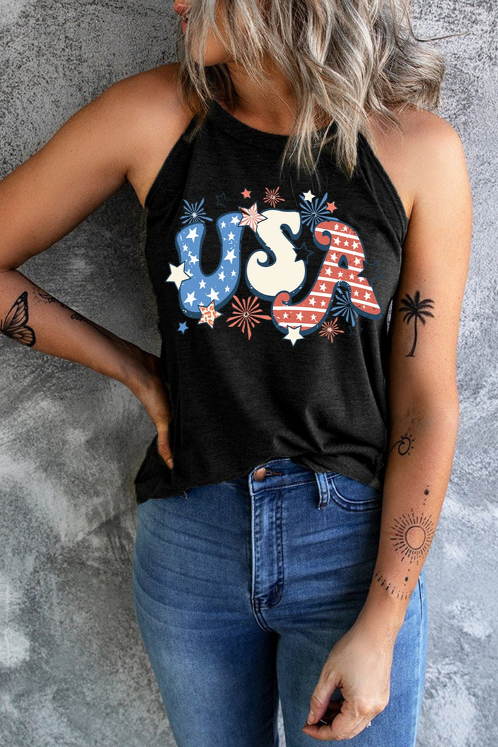 Letter Graphic Round Neck Tank | Trendsi