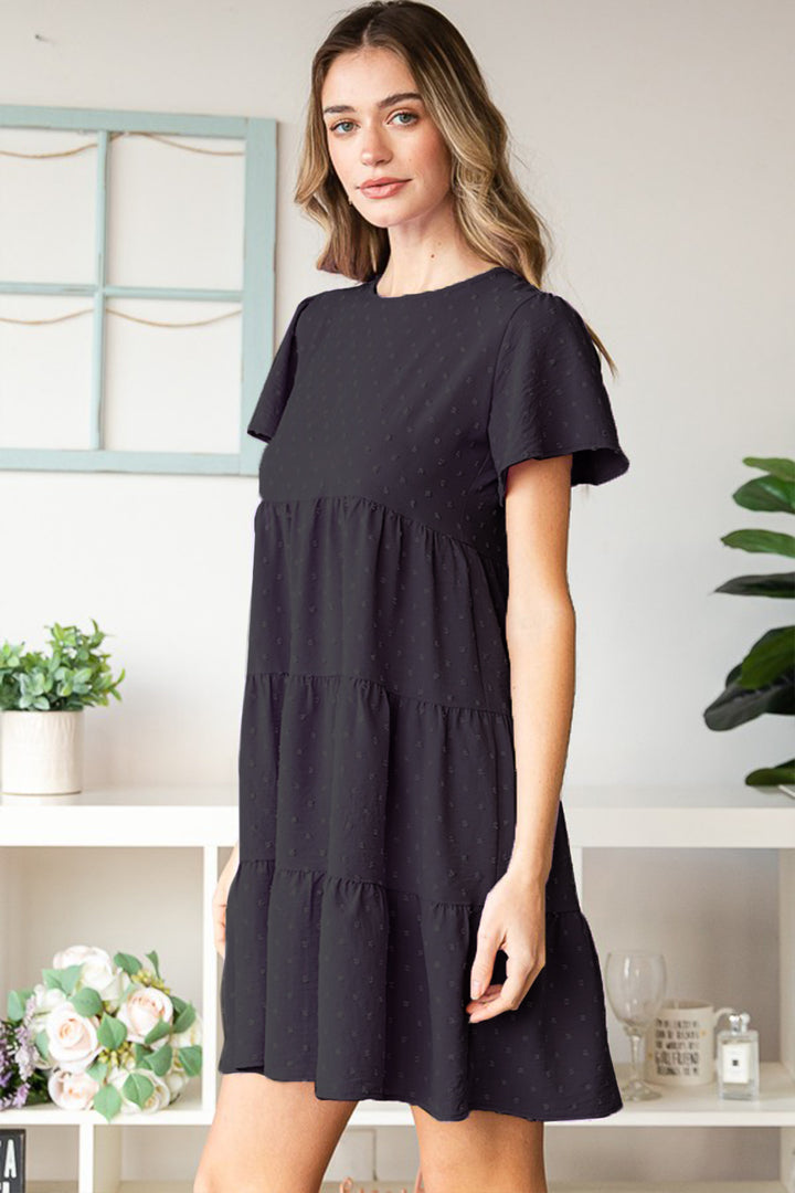 Heimish Swiss Dot Short Sleeve Tiered Dress | Trendsi