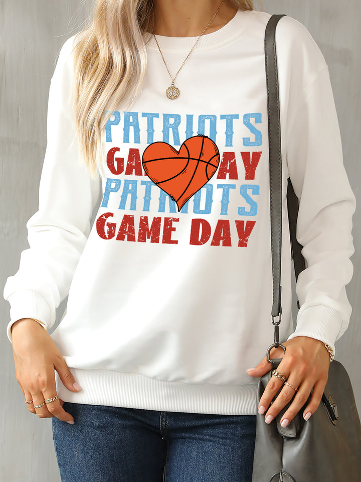 PATRIOTS GAME DAY Round Neck Dropped Shoulder Sweatshirt | Trendsi