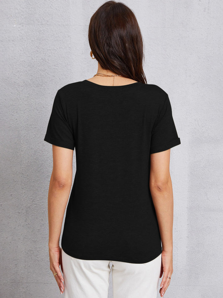 COFFEE V-Neck Short Sleeve T-Shirt | Trendsi